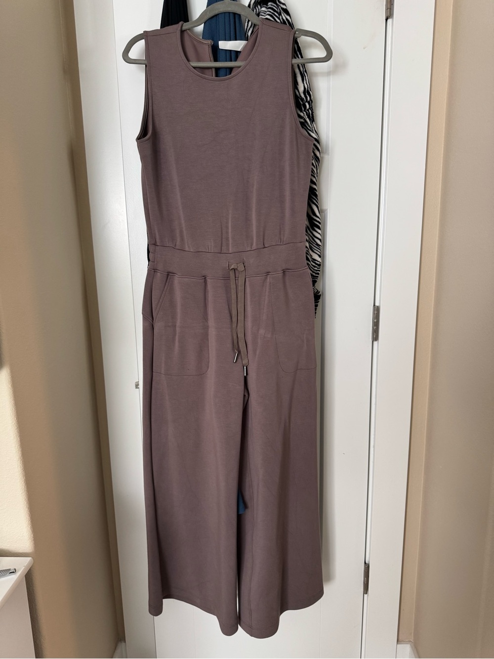 SPANX Sleeveless Wide-Leg Jumpsuit in Mauve Taupe